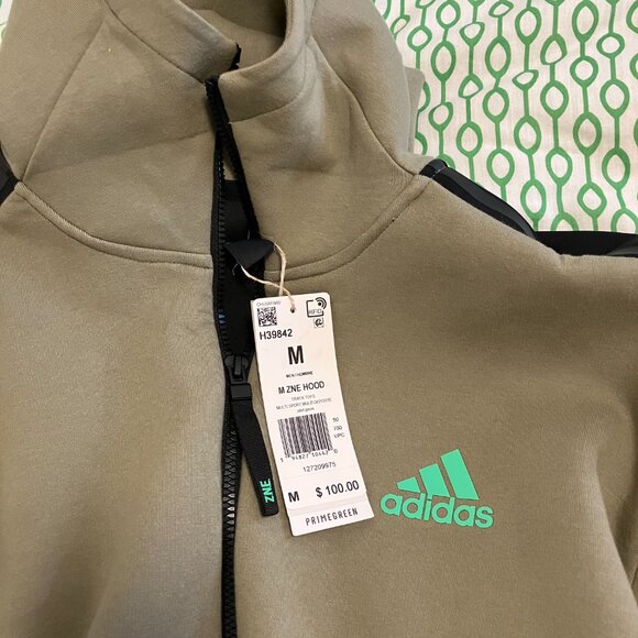 Adidas Olive Green and Black Zne Prime Green Jacket Size M NWT - Picture 4 of 9